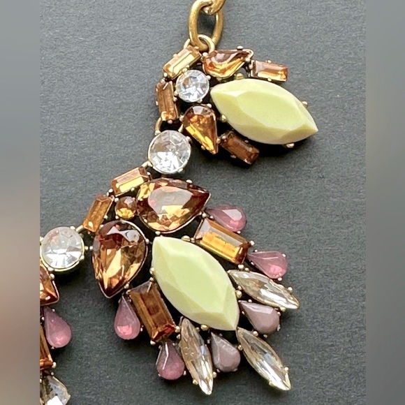 J.Crew Statement Necklace Topaz Violet Copper Cream Faceted Glass Fall Neutrals - Picture 7 of 8